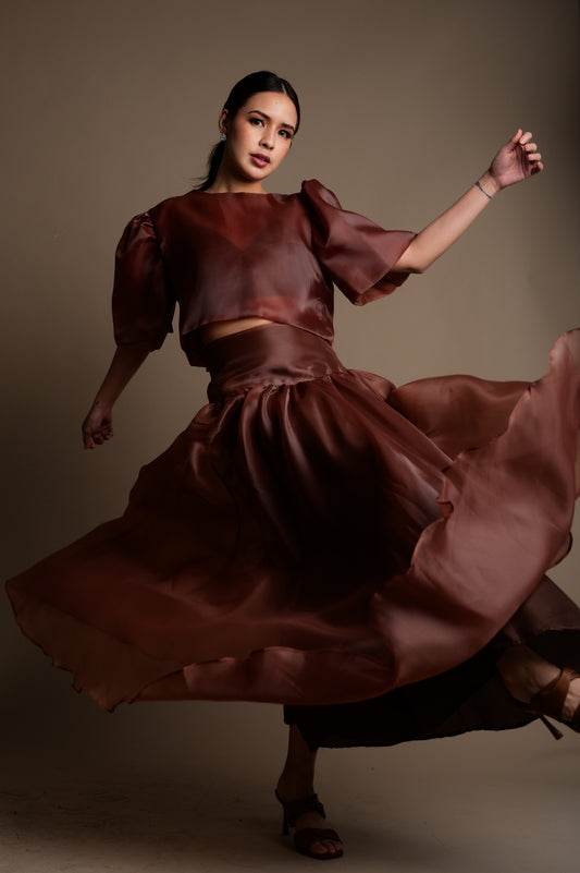 filipiniana dress brown Blue / Mocha Shade Filipiniana With Detachable Ribbon